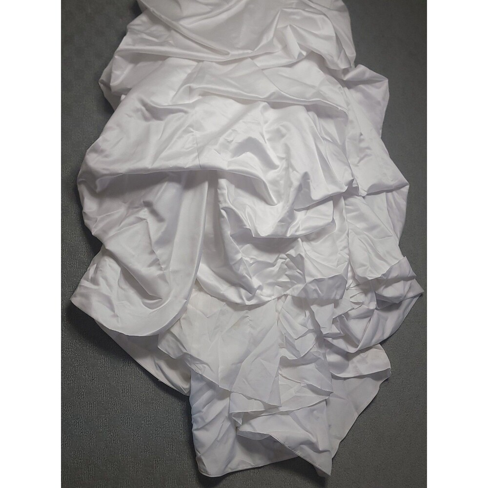 David's Bridal Wedding Dress Size 4 White Champagne Cuff Neckline T9168 - Picture 3 of 16